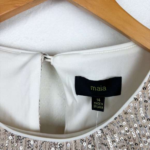 NWT Maia Ivory Sequin Long Sleeve Party Cocktail Dress Sz 14 - Picture 6 of 9